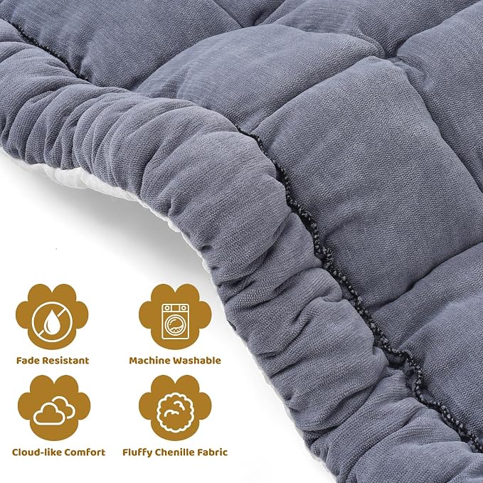 Backseat Dog Bed Mat, Dog Mat for Car Backseat Extender, 24.8'' x 54'' Non-Slip Travel Pet Blanket for Back Seat, Washable, Soft & Scratch-Proof, Universal Fit for Car, SUV, Truck, 2'' Thick