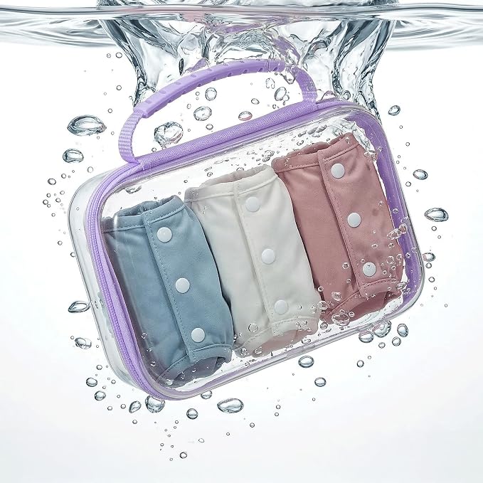 Clear Hard Shell Organizer Cases, 3 Pack with Handle | Durable PET shell with water-resistant, scratch-resistant surface for travel, toiletries, electronics and toys