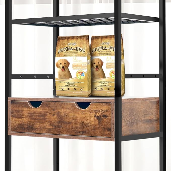 Dog Feeding Station, Dog Shelf Organizer Height Adjustable Elevated Dog Bowls, Dog Storage Organizer Dog Feeder Station for Large Medium Dogs Cats, Dog Storage with Shelves