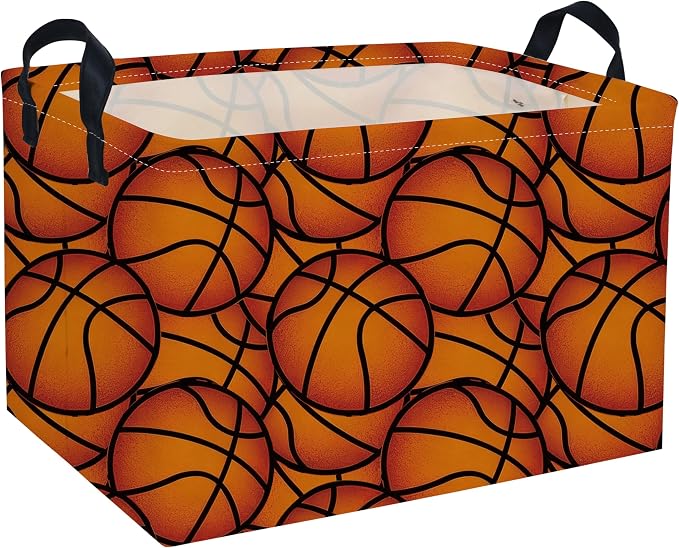 Rectangular Basketball Baskets Gift Basket Empty Kids Storage Bins Baby Boy Basket Kids Toy Storage Bin Organizer Box Basketball Room Decor for Home(Basketballs)