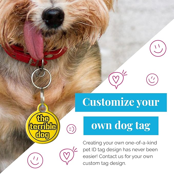 Lupine Pattern Heart 2 Heart Custom Pet ID Tag for Dogs and Cats (Large) Lupine Brand Matching Tag, Complements Lupine Leash and Collar Patterns, Customizable Dog Tags