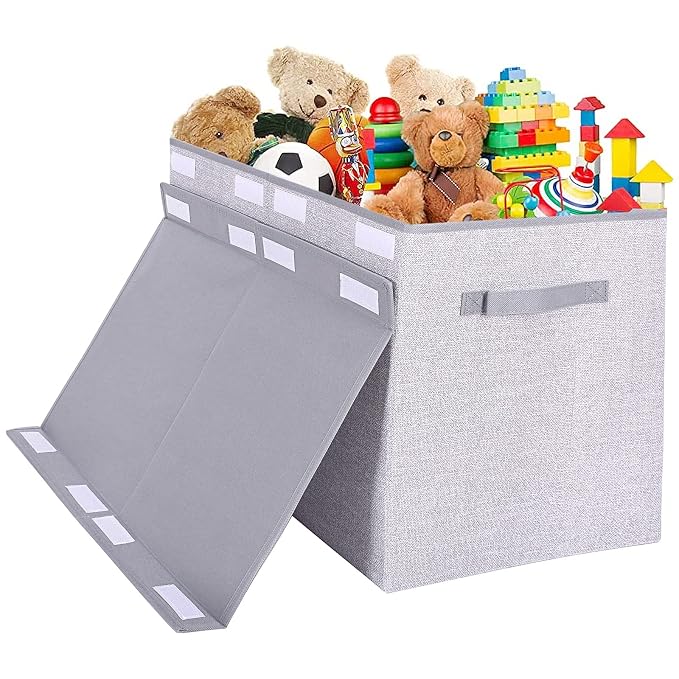 Pantryily Large Foldable Toy Storage Box with Lid,Plush Toy Organizer Chest