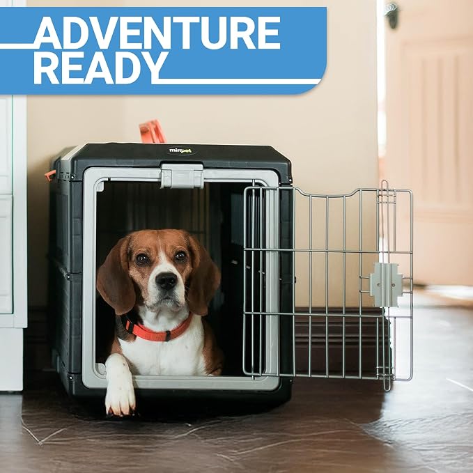 USA Pet Carrier & Crate - Premium Collapsible Design for Cats and Dogs - Portable Kennel for Small Pets - Indoor/Outdoor (Medium Model A (26'')), Dark Gray