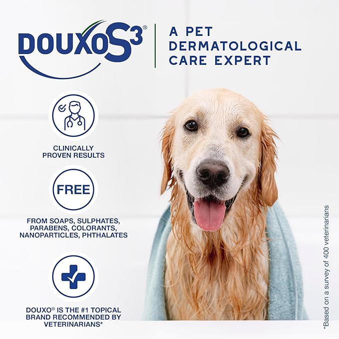 Douxo S3 SEB Shampoo, Contains 0.5% Ophytrium, Odor Control & Seboregulating, for Oily to Flaky Skin, Seborrhea, for Dogs and Cats, 6.7 fl. oz. (200mL)