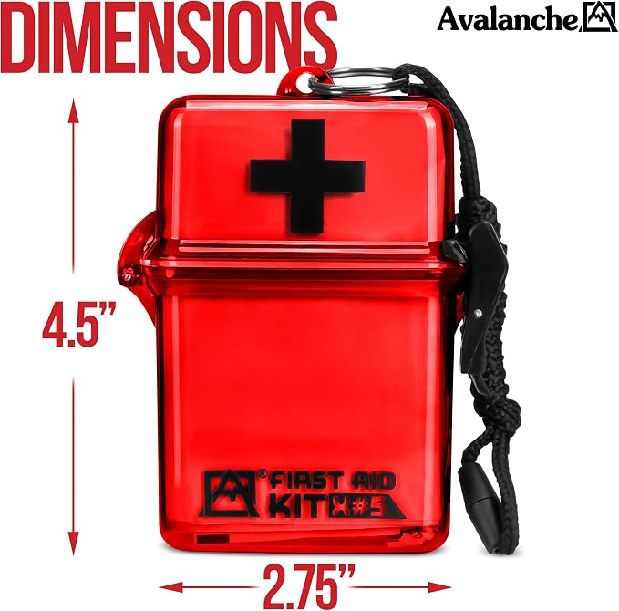 Avalanche Mini First Aid Kit, 30 Pcs Emergency Supplies Kit in Waterproof Case for Home, Car, Travel, Sports or Camping, First Aid Kit in Hard Case & Carabiner, Red