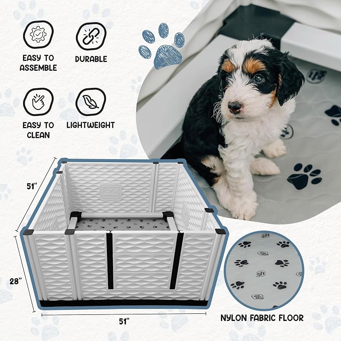 EZclassic 48x48x28 in Whelping Box for Breeders, Durable & Portable | Tall 48x48x28 breeder whelping box with high walls, durable customizable panels, quick setup, and easy cleaning