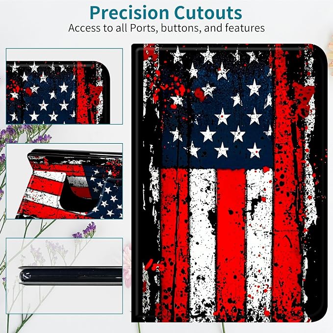 Case for Samsung Galaxy Tab A 8.4" 2020 SM-T307, 360 Degree Rotating Stand with Multi-Angle Vertical & Horizontal Viewing Shockproof Protective Shell for Women Men, Vintage Black Flag