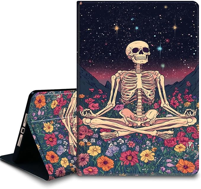 Bxgolkgd Tablet Case for Samsung Galaxy Tab S8/S7 11 Inch(2022/2020),Shockproof Stand Cover with Heat Dissipation,Auto Wake/Sleep Function,Skeleton Yoga Starry Sky