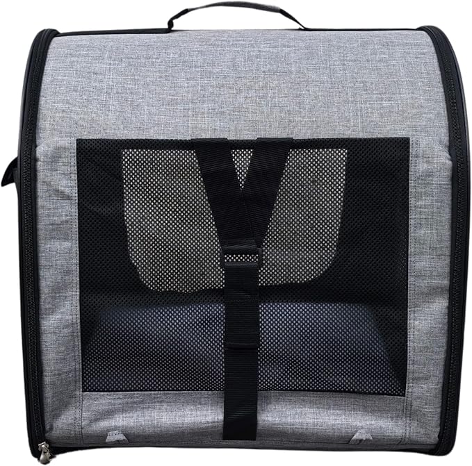 One for Pets Fabric Portable Pet Kennel/Shelter, Single, Gray, 20"x20"x19.5" - Car Seat-Belt Fixture Included