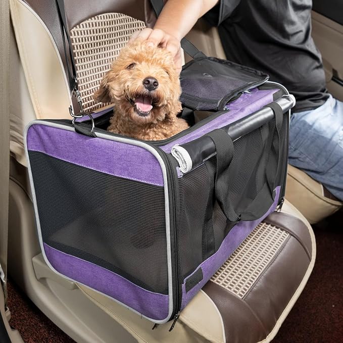 GAPZER Carrying Bag Yorkie Dog Travel Kennel Ventilated Soft Pet Carrier | Privacy Protection Big Kitten Car Travel Cloth Carry Bag up to 20 lbs, Small Animal Portable Mesh Kennel Cage for Vet Visits