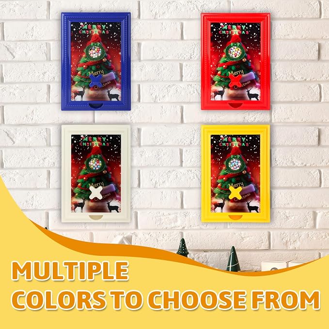 Candy Dispenser Picture Frame, Wall-Mount & Tabletop Gumball Machine with Multiple Designs for Candy, Nuts, Treats, Interactive Home and Office Decor (Christmas Tree, Blue)