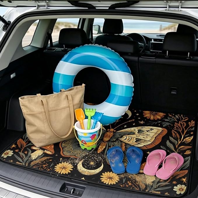 Moon Moth Cargo Liners Dustproof Car Rear Floor Mats, All Weather Trunk Protection Non Slip Cargo Mat Cover Universal Fits for Cars SUV Sedan Auto Accessories Decor