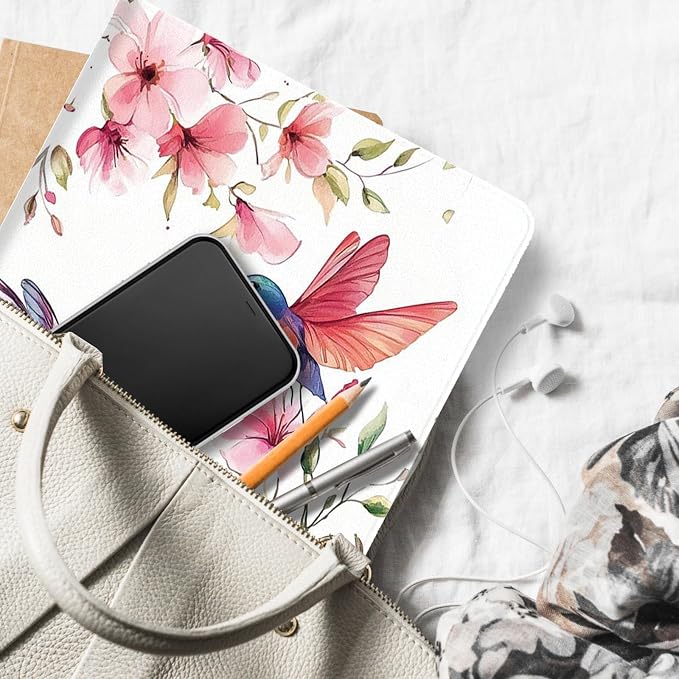 for Microsoft Surface Pro 7 Plus,Surface Pro 7/6/5/4 12.3" Tablet Case,Auto Wake/Sleep,Adjustable Stand Protective Cover - Hummingbird Flower