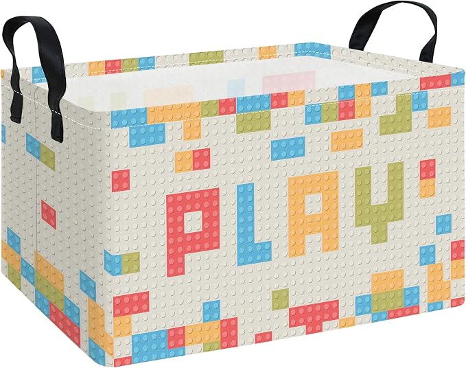 Rectangular Building block Storage Basket | Gifts Bag for Books,Clothes,Gifts,Pets-Perfect for Home,Office,Nursery,Dorm,Shelf