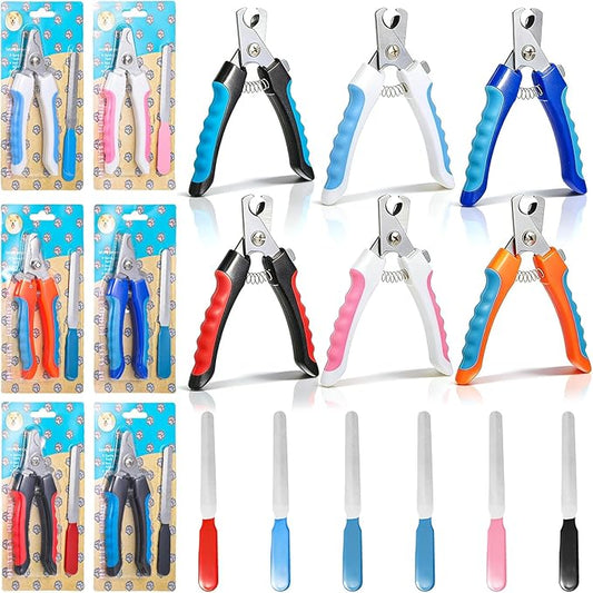 MAQUITA 6 Pcs Dog Nail Clippers and Trimmers with Nail File, Ultra-Sharp Stainless Steel Blades Pet Grooming Nails Clippers for Small Medium-Large Breeds Professional Grooming Tool