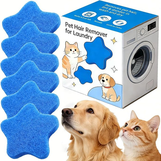 6 PCS Pet Hair Remover for Laundry – Effectively Removes Fur, Lint & Dander – Reusable, Eco-Friendly Laundry Pet Hair Catcher – Gentle on Clothes, Protects Machine, Easy to Use & Clean (Blue)