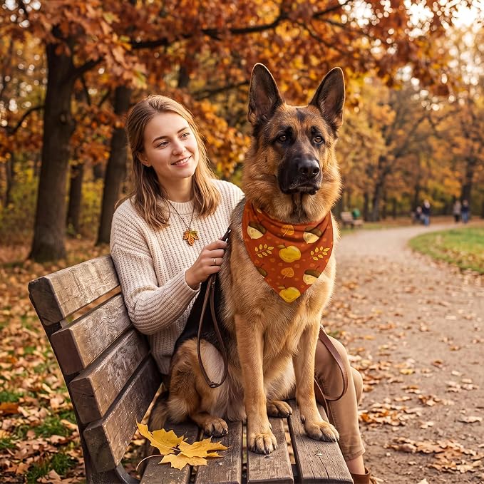Abbylike 50 Pcs Fall Dog Bandanas Bulk Autumn Leaf Pumpkin Acorn Mushroom