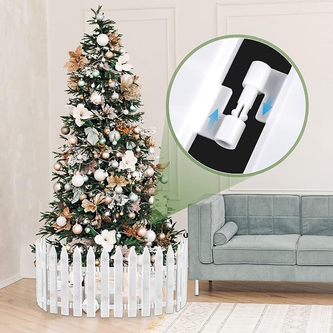 URATOT 20 Pieces Christmas Tree Thick White Plastic Picket Fence for Pets and Kids - Party, Garden, Home Decoration, 12 Inches