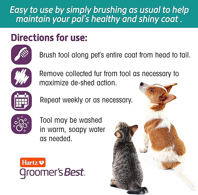 Hartz Groomer's Best Fur Fetcher De-Shedder Dog Brush,Black