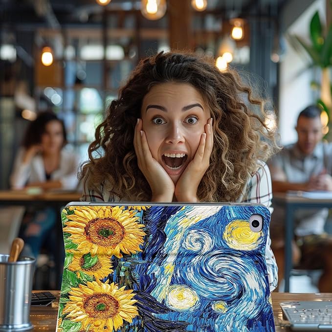 for Microsoft Surface Pro 11/10/9-13" 2024/2022 Tablet Case,Auto Wake/Sleep,Adjustable Stand Protective Cover - Starry Night Sunflower