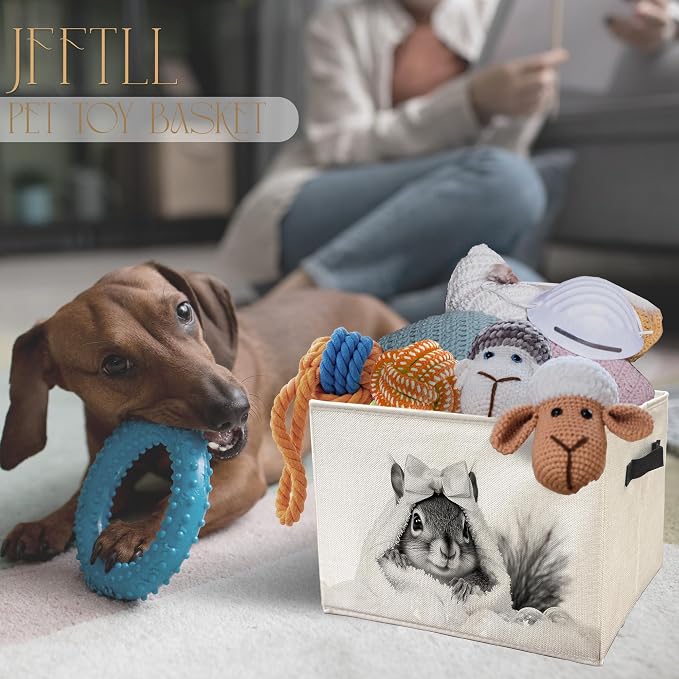 Funny Squirrel Bathroom Storage Bins Box, Funny Bathroom Decor, Squirrel Lover Gifts Storage Basket Laundry Hamper with Handle for Bath Room Clothes Vanity Undersink Home Organization
