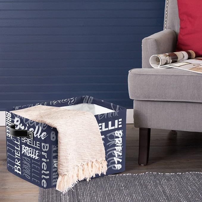 Personalized Storage Bins with Name Custom Kids Storage Basket Cubes Organizer with Handles for Organizing Boys and Girls Toys Shelf Closet Nursery Baskets Boxes, 1 Pack