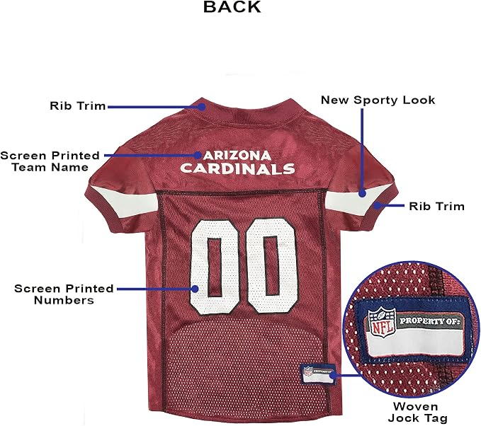 Pets First NFL Arizona Cardinals Dog Jersey, Size Small, Football Shirt Costume for Pet, Dog Sports T-Shirt, NFL Team Clothing for Cats, Licensed Pet Apparel Available in 7 Sizes and 32 Teams