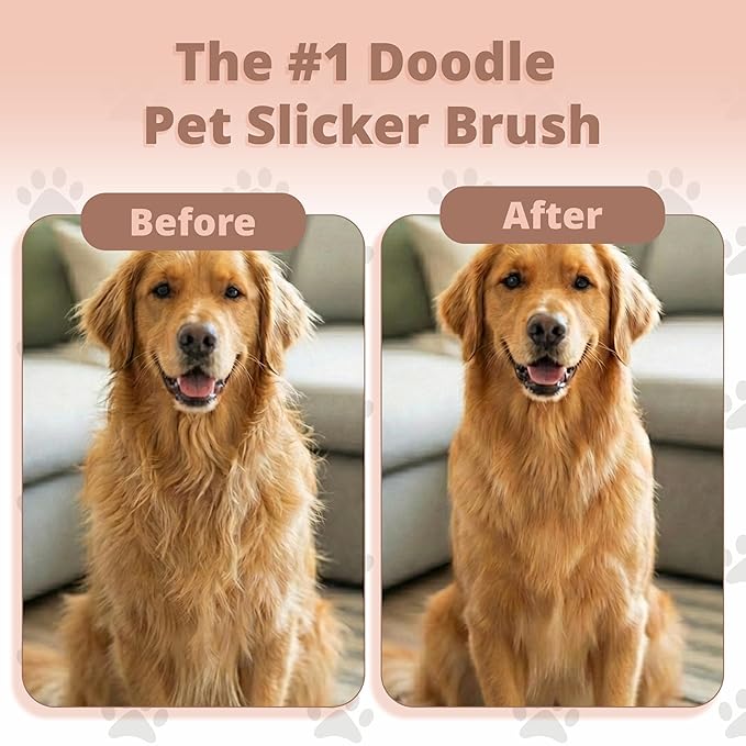 Slicker Brush for Dogs, Dog Brush for Shedding Massaging, Doodle Brush for Long Haired Dogs with Extra Long Pins to Effectively Remove Tangles, Knots and Mats (LARGE) (Coral, Large)