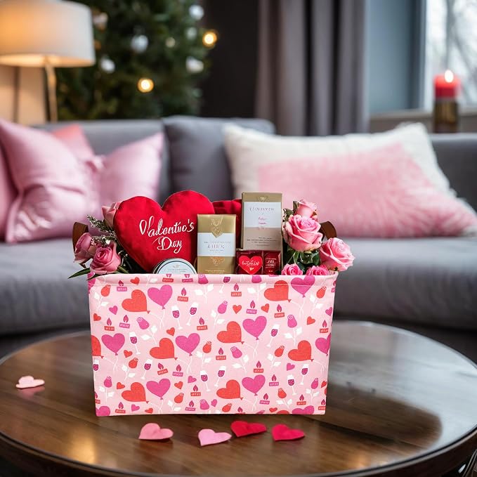 Valentine's Day Basket Gift for Empty Cute Heart Large Storage Bin for Kid and Baby Room Décor (Balloon Love)