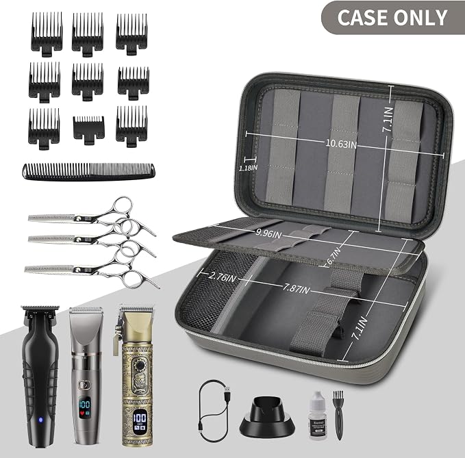 Boobowl Barber Accessories Bag for Clippers and Supplies, Hair Clipper Box | Portable Mens Clipper Storage Organizer for Hair Cutting, Guard Grooming Kit and Barbers Supplies (Bag Only) - Dark Grey