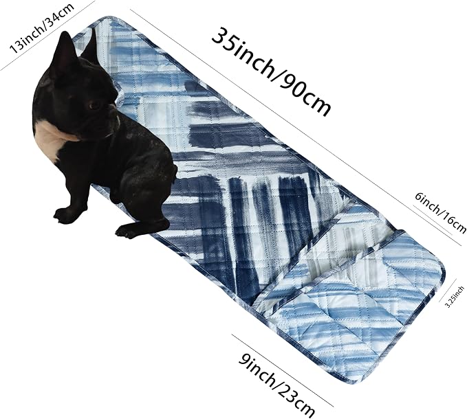 Brilliant Sunshine Blue Grey Stripes Couch Armrest Cover, 35"×13" | Washable Magazine Holder, Armrest Organizer & Caddy on Sofa, Recliner, Armchair, Storage for Remote Controls, Phone, iPad