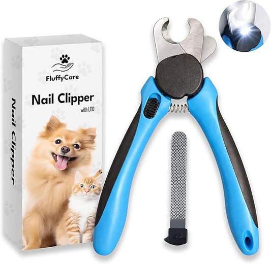LED Dog Nail Clipper with Light & Safety Guard, Professional Pet Nail Trimmer with Quick Sensor, Extra Sharp for Thick Nails, for Large & Small Dogs and Cats (Medium-Large with LED)