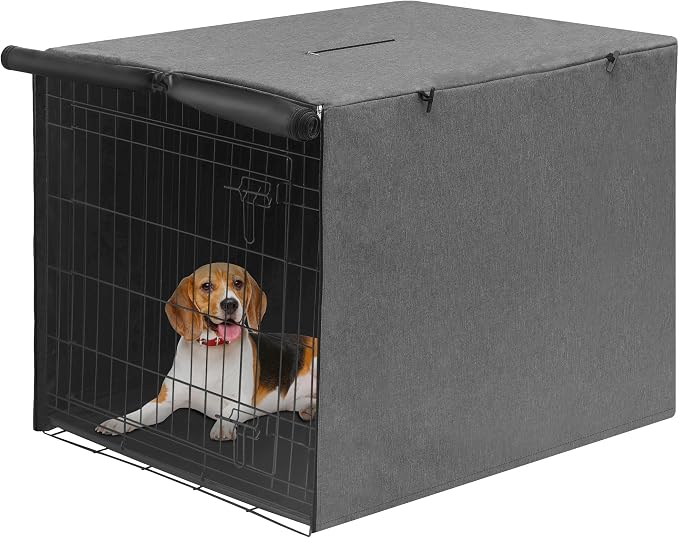 Deblue 30 Inches Dog Crate Cover, Durable Polyester Indoor Pet Kennel Cover | Fit for 1 2 Doors Standard Wire Cage (Grey)