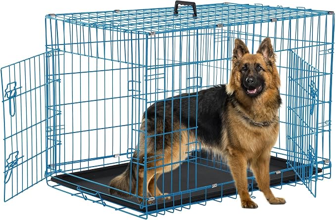 Dog Crates for Medium Dogs 42 Inch Dog Kennel Medium Dog Crate Foldable Dog Cage Double Door w/Leak-Proof Tray/Divider, Portable Dog Cage Collapsible Metal Dog Crate Dog Cages for Medium Dogs Indoor