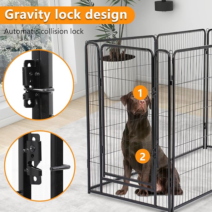 BestPet Dog Playpen, 40 Inch 8 Panels Pet Exercise Pen, Indoor Outdoor Dog Fence for RV, Camping, Yard, Black