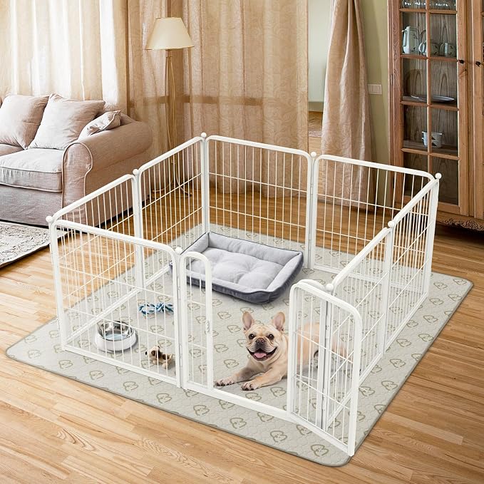 FXW Homeplus Indoor Dog Playpen with Washable Pee Pad, 24" H, 8 Panels | Calm Indoor Play Area, Super Absorbent Pad for Easy Cleanup, for Puppies & Small Dogs, Patented
