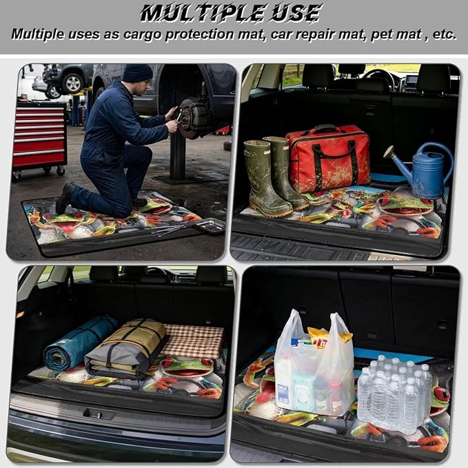 Funny Driving Frog Trunk Mat 29" x 39" for SUV, Funny Animal Cargo Liner Rear Trunk Mat Automotive Interior Accessories for Picnic Camping Travel