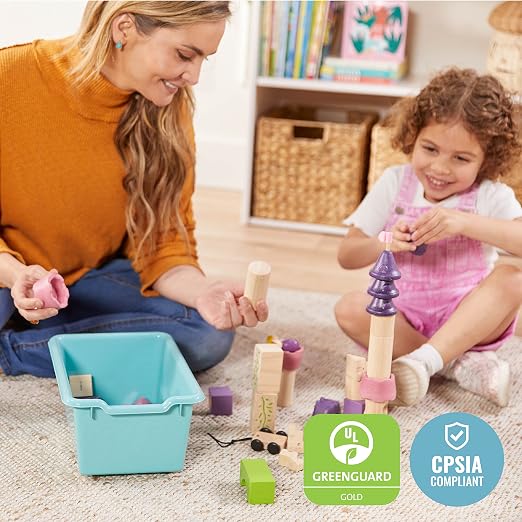 ECR4Kids Scoop Front Storage Bins, Multipurpose Organization, Contemporary, 10-Piece | Durable plastic, GREENGUARD Gold Certified, 1.2 gallon capacity, lightweight & nestable, built-in handle, classroom/home use