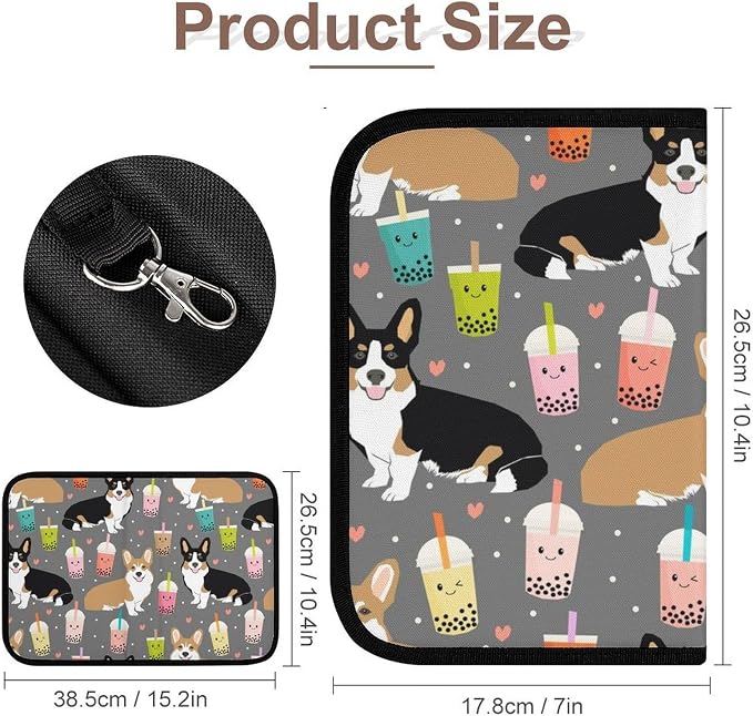 Cute Corgi Pet And Milk Tea Tool Bag Utility Bag Zipper Pouch Portable Small Tool Bags Handheld Screwdriver Pouch Tool Kits Organizer for Travel Home & Workshop Daily Use