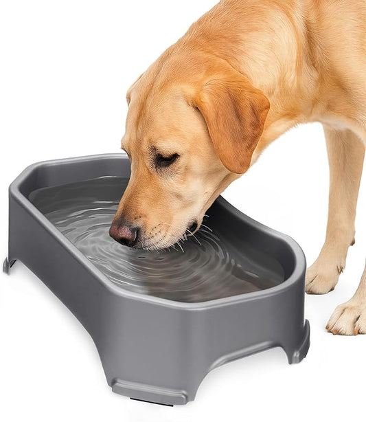 Neater Pet Brands Extra Large Water Bowl for Dogs, Outdoor Dog Water Bowl (1.25 Gallon XL Capacity), Big Trough Style Food Dish for Indoors or Outside, No Spill Large Dog Bowls, Gunmetal Grey