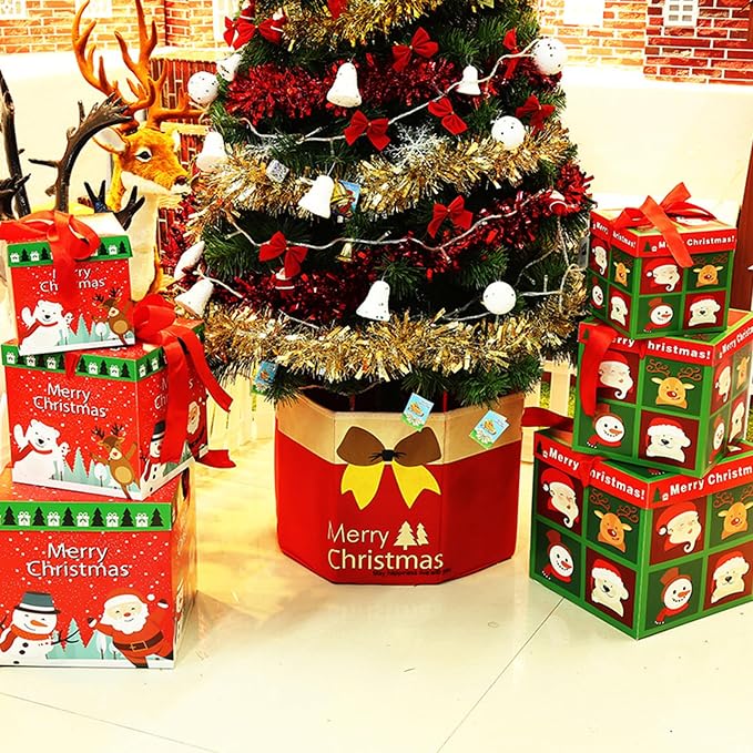 Foldable PVC Christmas Tree Base Box Holiday Decoration & Compact Storage Christmas Tree Gift Box