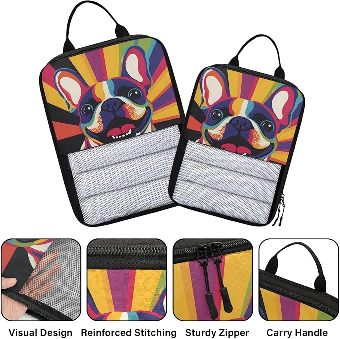Funny Dog 6 Set Compression Packing Cubes Puppy Pet Expandable Packing Organizer for Travel Accessories Luggage Suitcase Bag