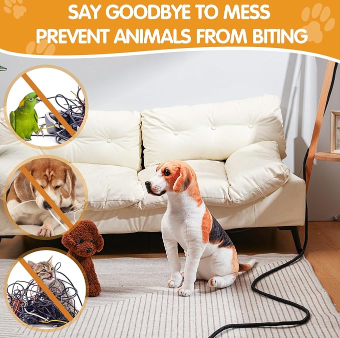 Poen 3 Pack 30ft Cord Protectors from Pets No Chew, 1/2 Inch