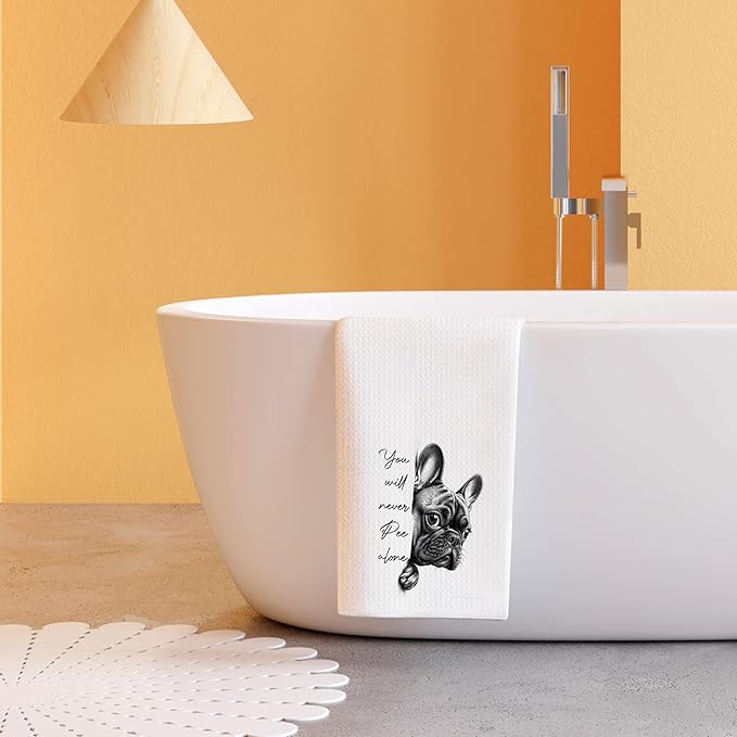 French Bulldog Hand Towels for Bathroom, Frenchie Bathroom Decor, Frenchie Gifts for Women Men, Funny French Bulldog Decorative Hand Towels for Washroom Restroom, 16x24 Inch