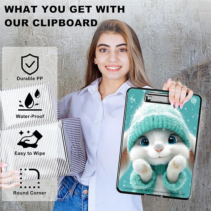 Heavy Duty Storage Clipboard, Slim Nursing Clipboard with Internal Pen Case, Portable File Organizer Case for A4 Letter Size Paper Office Medical Professionals, Green Clothes Rabbit