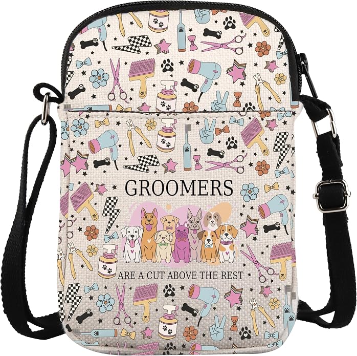 ZJXHPO Dog Grooming Cross Body Bag Dog Groomer Appreciation Gift Dog Salon Messenger Bag Pet Groomer Carry On Bag