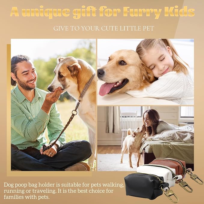 Dog Poop Bag Holder For Leash,Custom Leather Dog Poop Bag Holder,Outdoor Dog Poop Bag Dispenser,Garbage Bag Organizer For Easy Access,Pet Waste Bag Dispenser (White)
