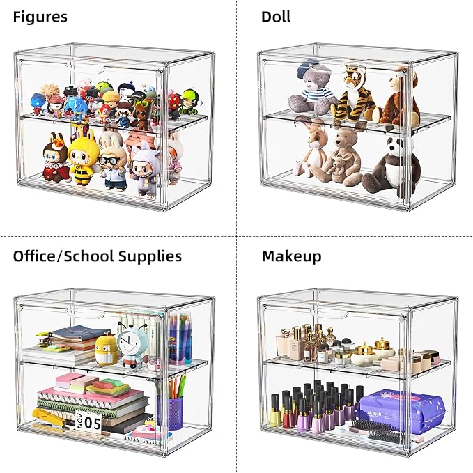 HOYOJA Large Acrylic Display Case for Collectibles, Acrylic Box with Compartment Divider Clear Mini Greenhouse for Indoor, Small Green House with Magenetic Door, 1 Pack