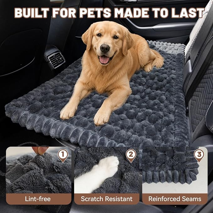 Dog Bed for Car Back Seat, Waterproof Dog Blanket for Car, Dark Grey | Dog Bed for Car, Back Seat Dog Bed, Washable & Non-Slip Travel Pet Mat for For the Back Seat and Trunk, Fits Car, Truck & SUV