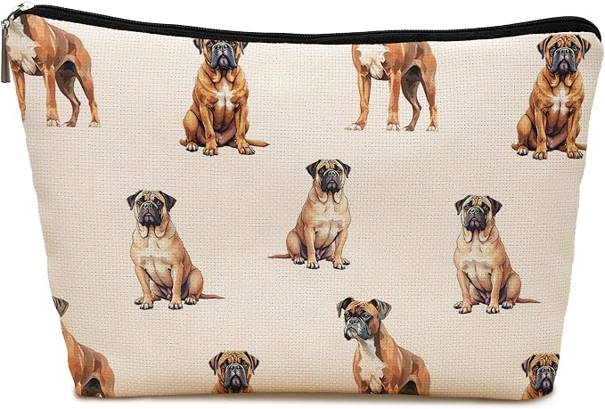 Boxer Dog Makeup Bag, Boxer Lovers Gifts Cosmetic Bag for Women, Dog Mom Lovers Owner Gifts for Women Christmas, Pet Lover Gift Zipper Travel Makeup Pouch for Purse